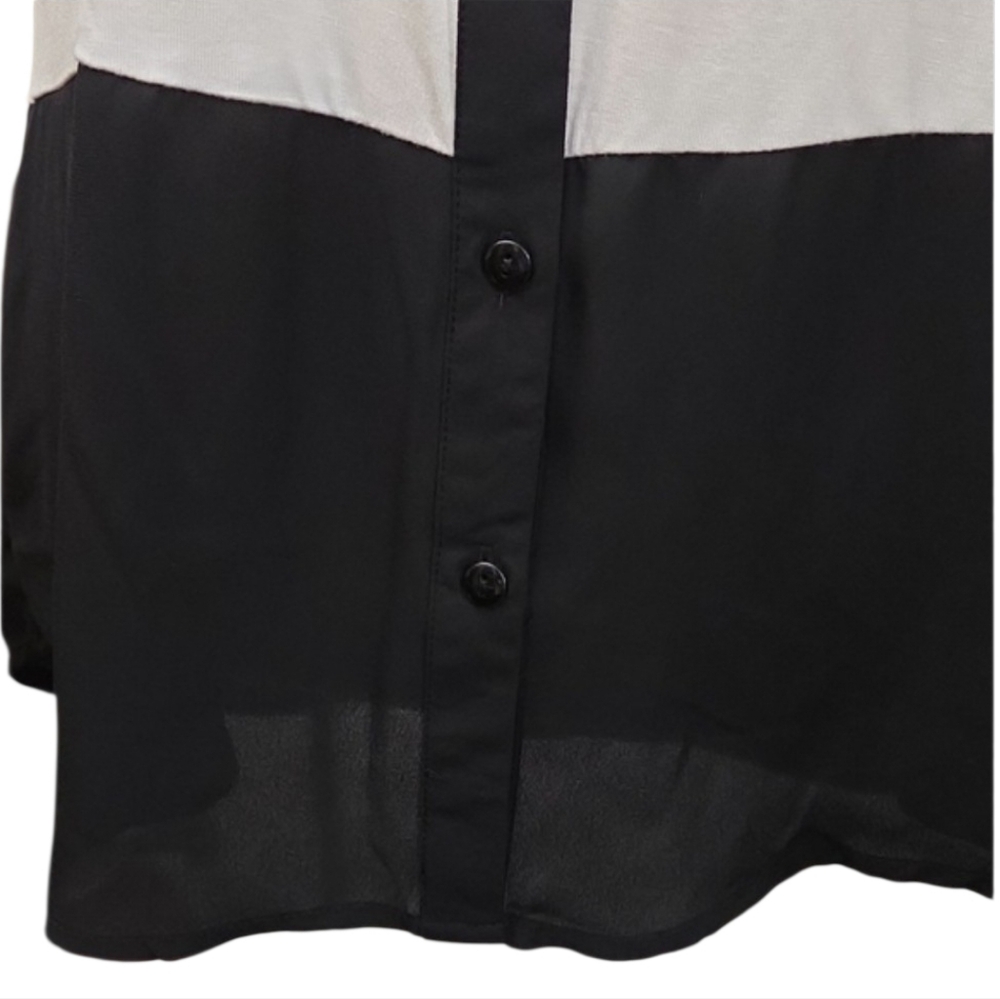 NWT FYLO Two-Tone Black and Cream Button-Down Shirt - Women - Picture 4 of 5